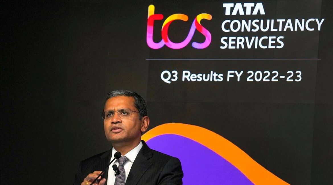 Rajesh Gopinathan, Chief Executive Officer and Managing Director of Tata Consultancy Services (TCS), speaks during a press conference on Monday. (PTI)